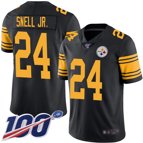 Men Pittsburgh Steelers Football #24 Limited Black Benny Snell Jr. 100th Season Rush Vapor Untouchable Nike NFL Jersey